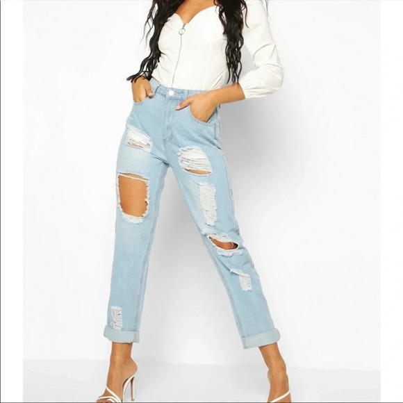 Boohoo Blue  Demin Jeans sz 6 - Picture 1 of 6